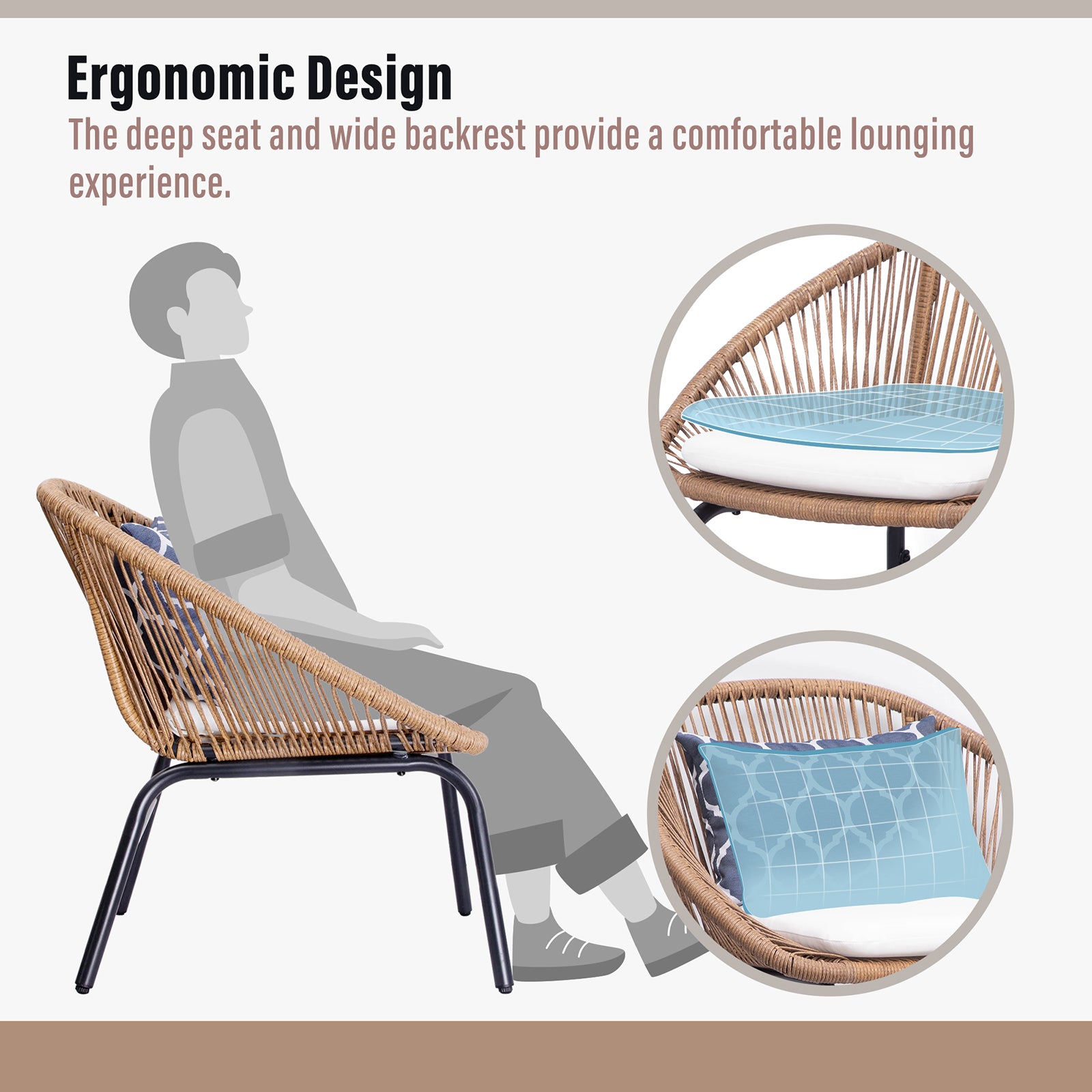 Lausaint Home 3-piece Wicker Bistro Set