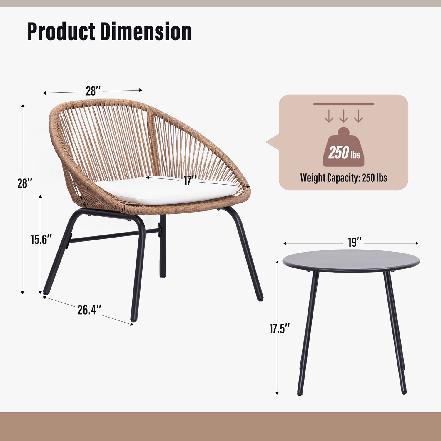 Lausaint Home 3-piece Wicker Bistro Set