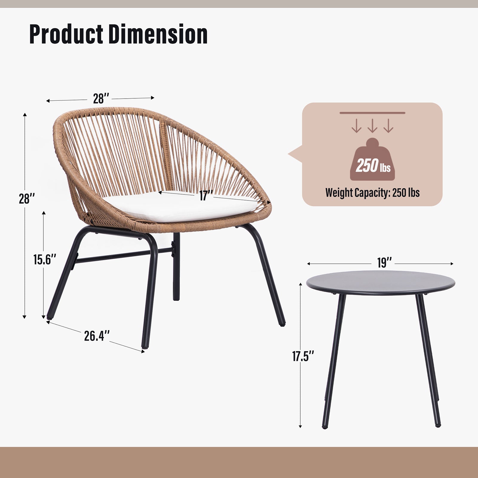 Lausaint Home 3-piece Wicker Bistro Set