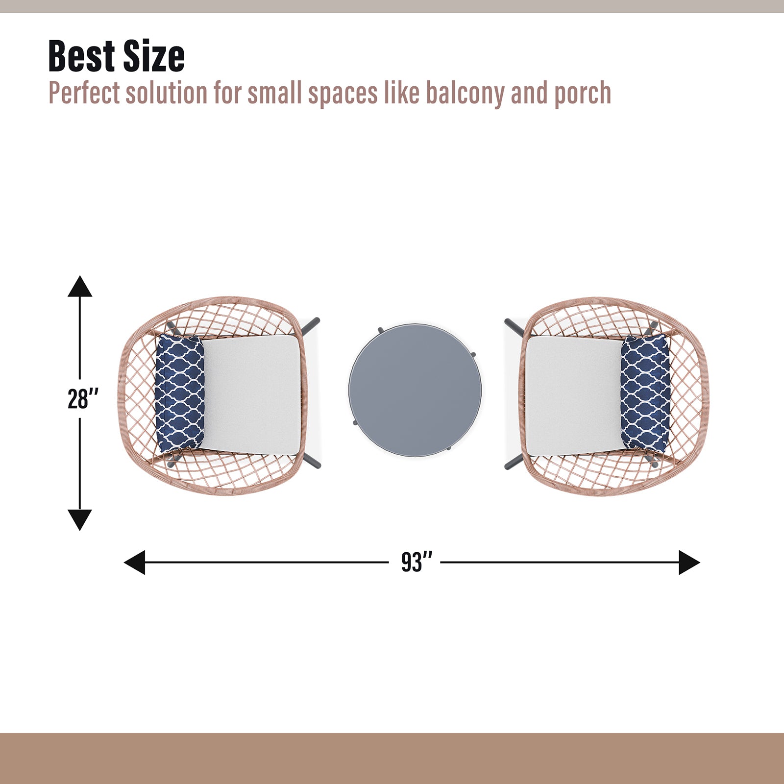 Lausaint Home 3-piece Wicker Bistro Set