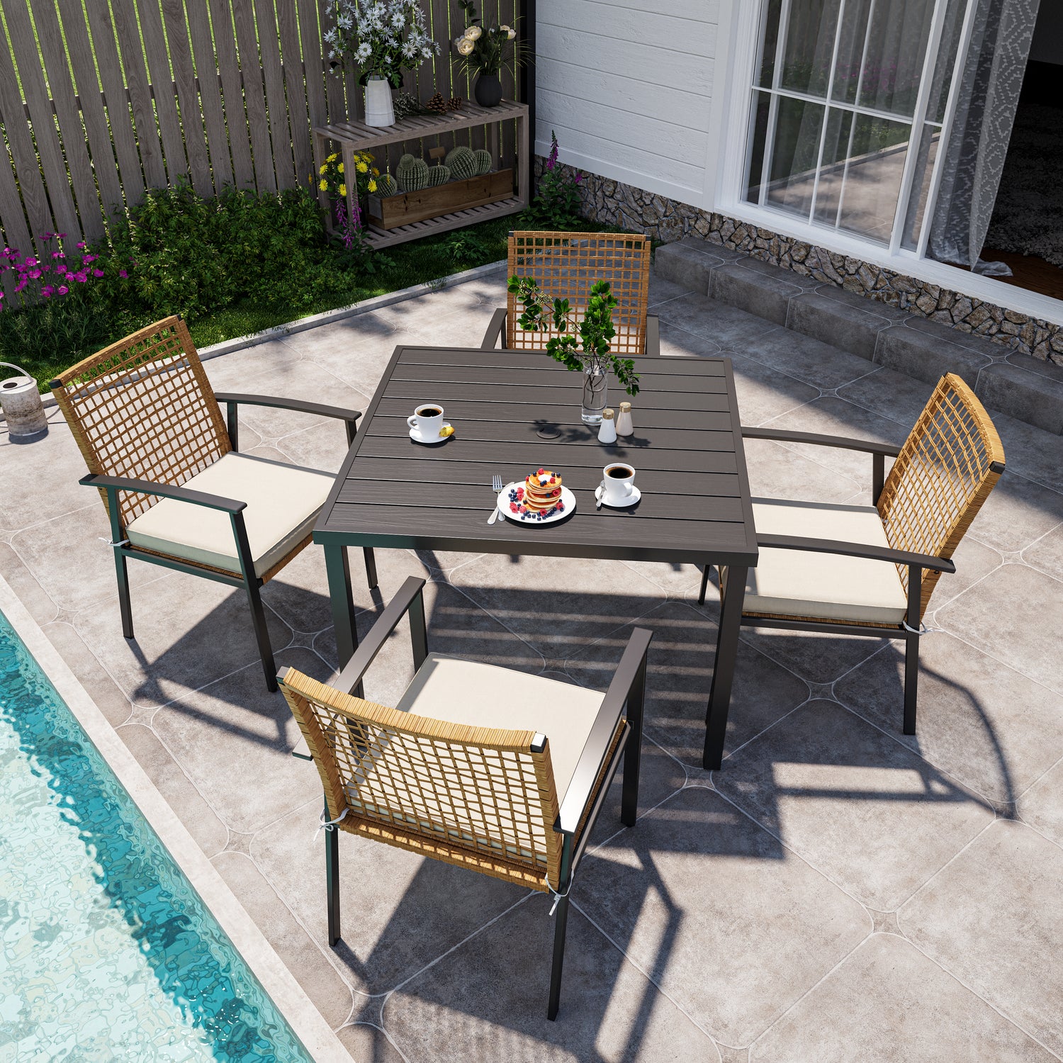 Lausaint Home 5-piece Outdoor Rattan Dining Set