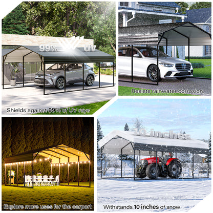12 X 20 FT Galvanized Steel Carport