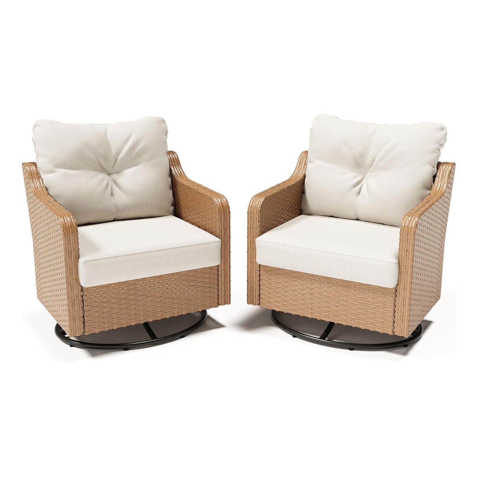 LAUSAINT HOME Outdoor Swivel Glider Rocker Chair, Premium Handwoven Wicker Patio Chair