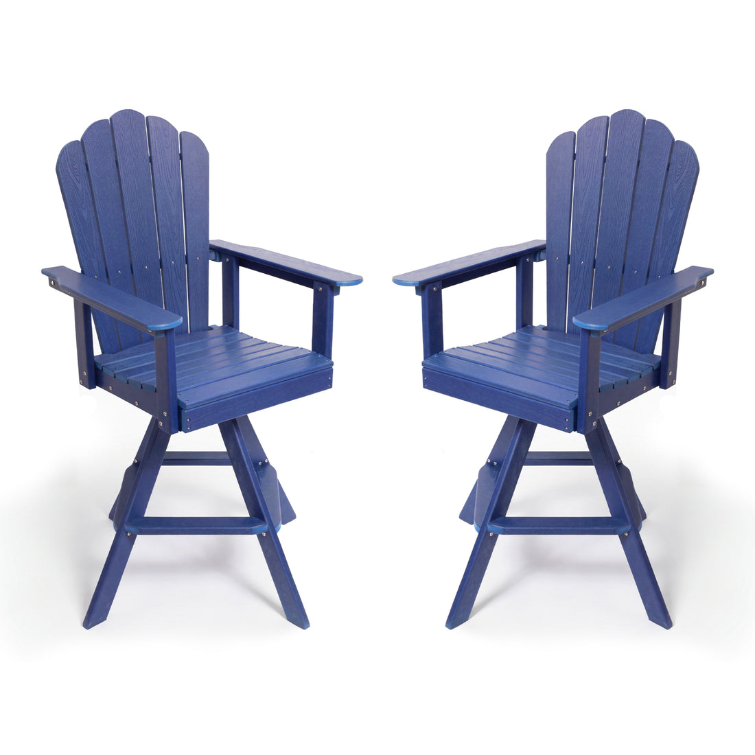 LAUSAINT HOME Swivel Adirondack Bar Chair, Weatherproof Patio HDPE Chairs, Outdoor Bar Height Outdoor Balcony Furniture Set, 360° Rotating Bistro Stools for Garden, Lawn, Poolside, Navy Blue