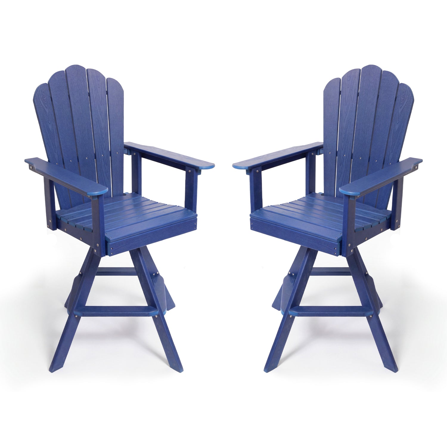 LAUSAINT HOME Swivel Adirondack Bar Chair, Weatherproof Patio HDPE Chairs, Outdoor Bar Height Outdoor Balcony Furniture Set, 360° Rotating Bistro Stools for Garden, Lawn, Poolside, Navy Blue
