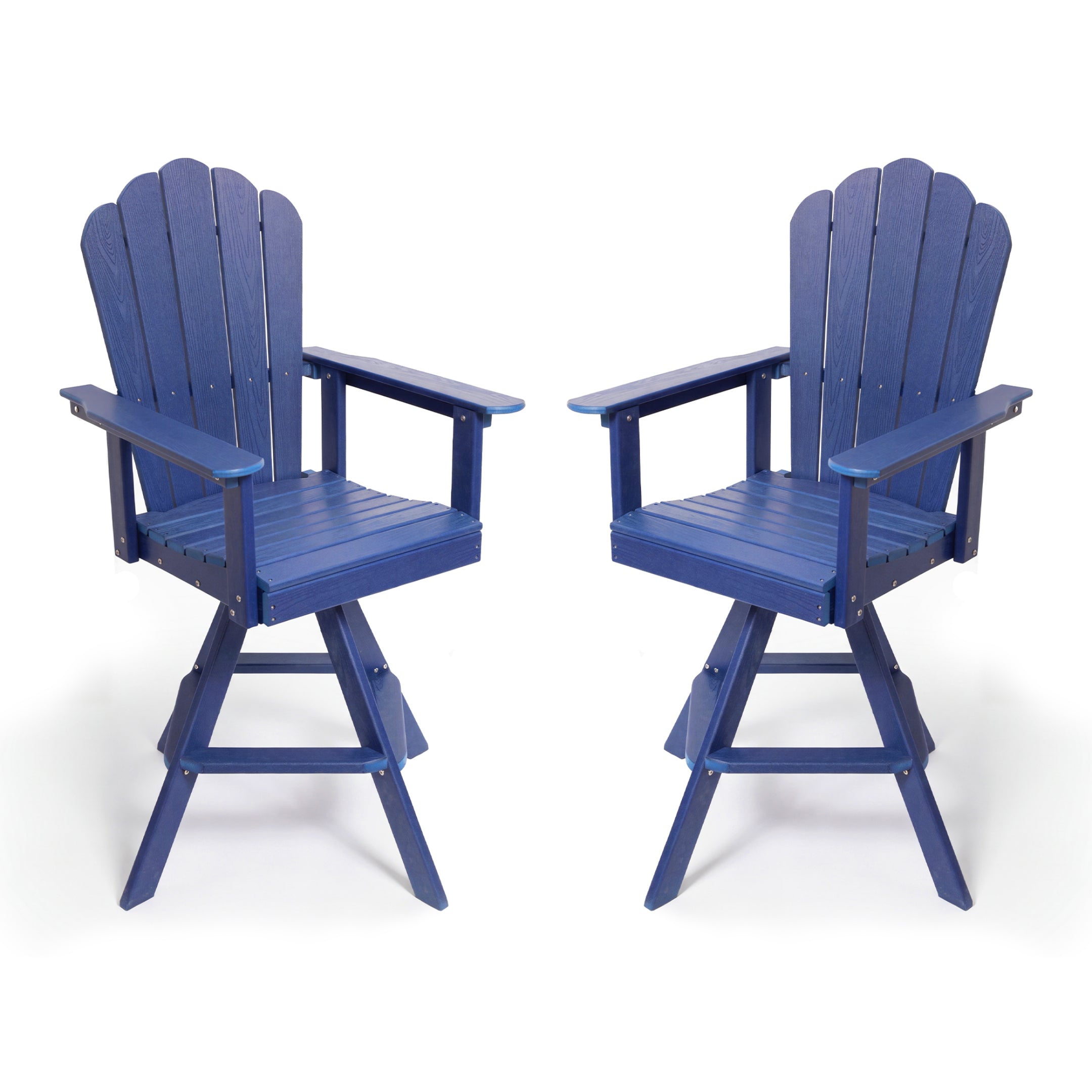 LAUSAINT HOME Swivel Adirondack Bar Chair, Weatherproof Patio HDPE Chairs, Outdoor Bar Height Outdoor Balcony Furniture Set, 360° Rotating Bistro Stools for Garden, Lawn, Poolside, Navy Blue