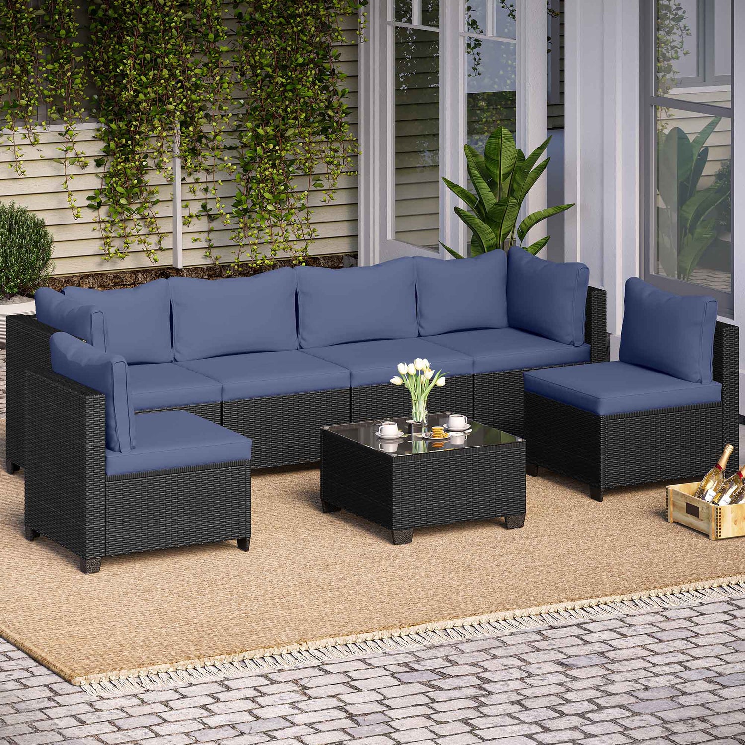 7-Piece Wicker Outdoor Conversation Sets