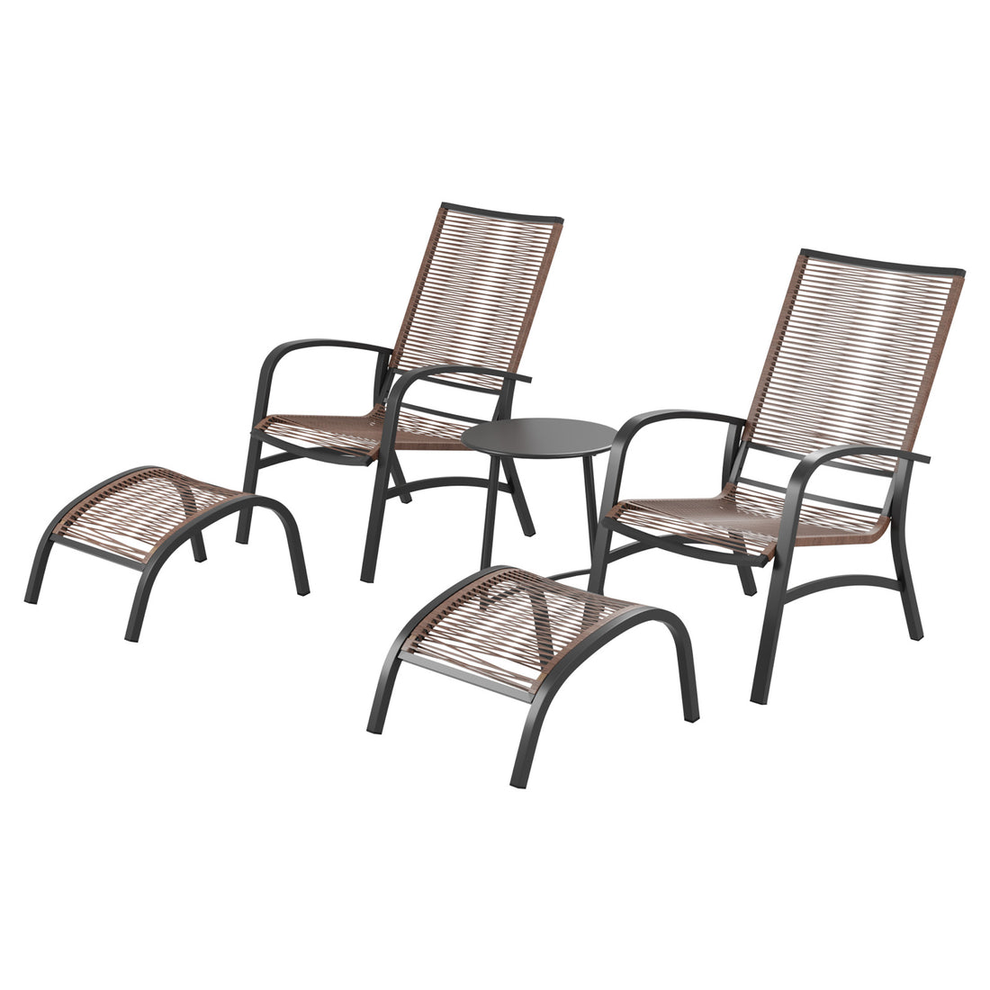 LAUSAINT HOME 5 Piece PE Wicker Patio Conversation Set