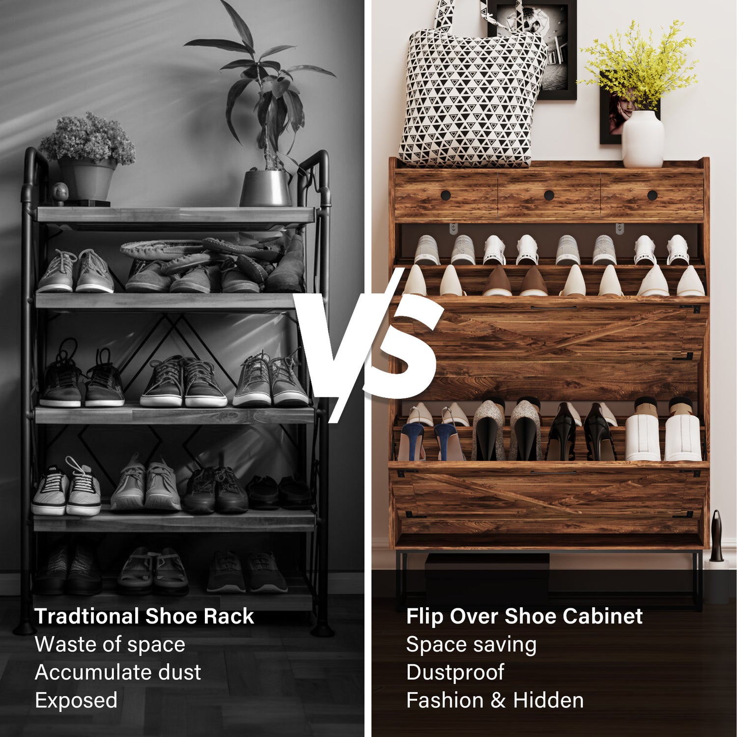 LAUSAINT HOME Shoe Storage Cabinet with Drawers