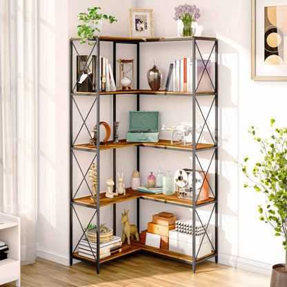 5-Tier L-Shaped Corner Bookcase
