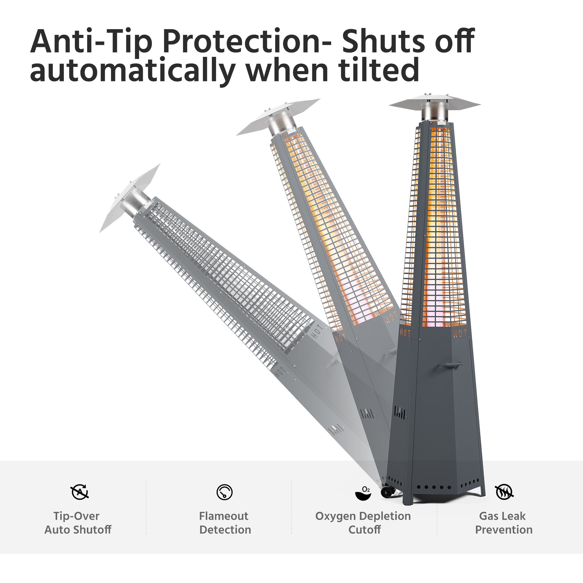 48000 BTU Pyramid Propane Standing Patio Outdoor Heater