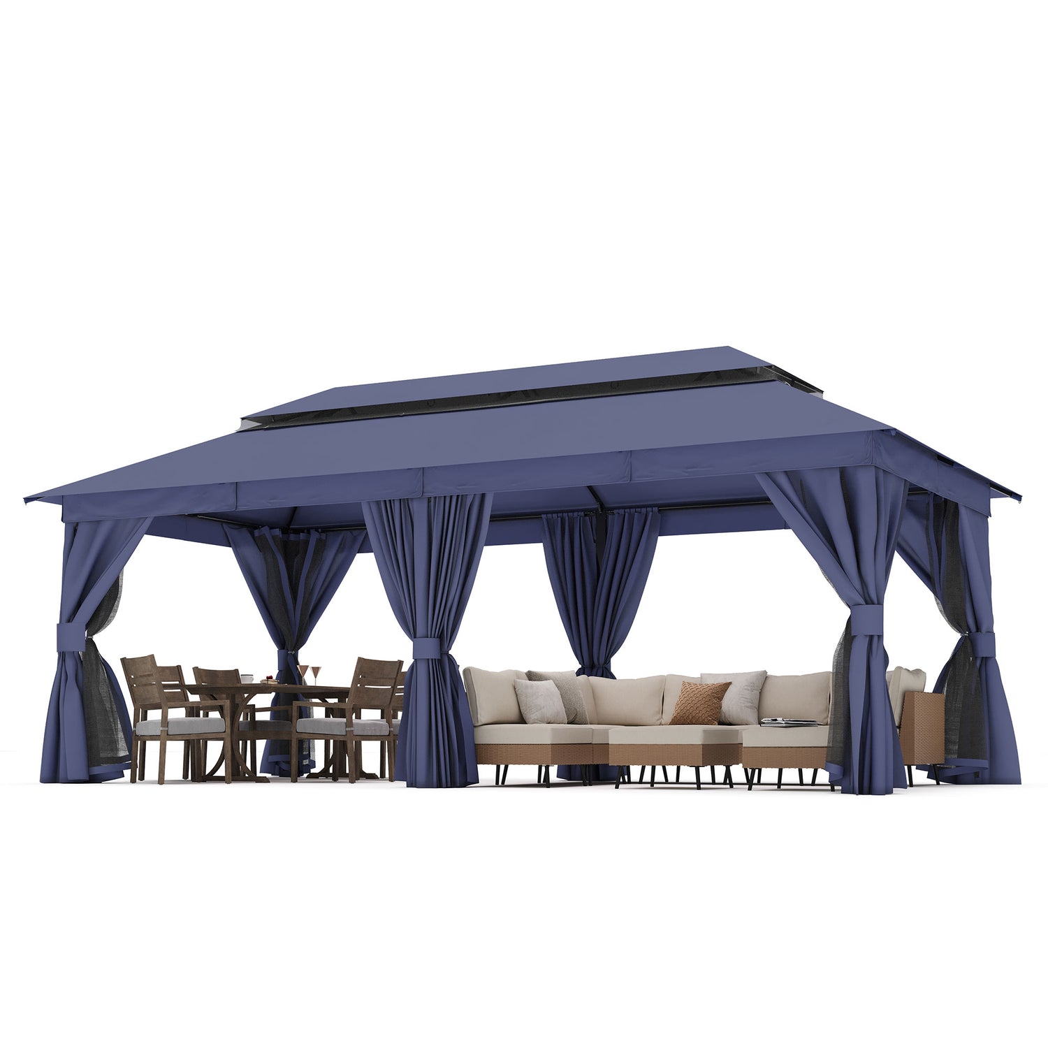 LAUSAINT HOME Semi-Permanent Outdoor Patio Gazebo 10&