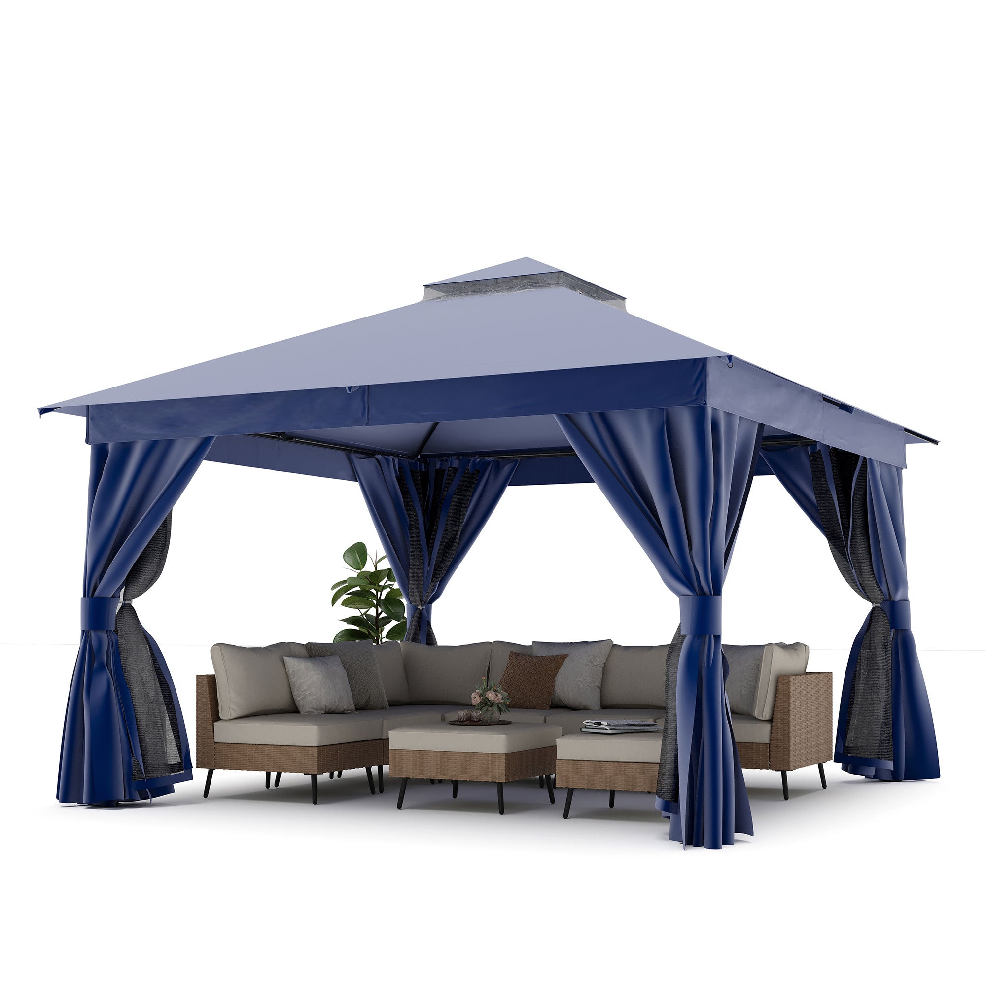 邦楽 GOATBED Lessthan all in one two LAUSAINT HOME 12'x12' Patio Gazebo with Double Roofs Heavy Duty