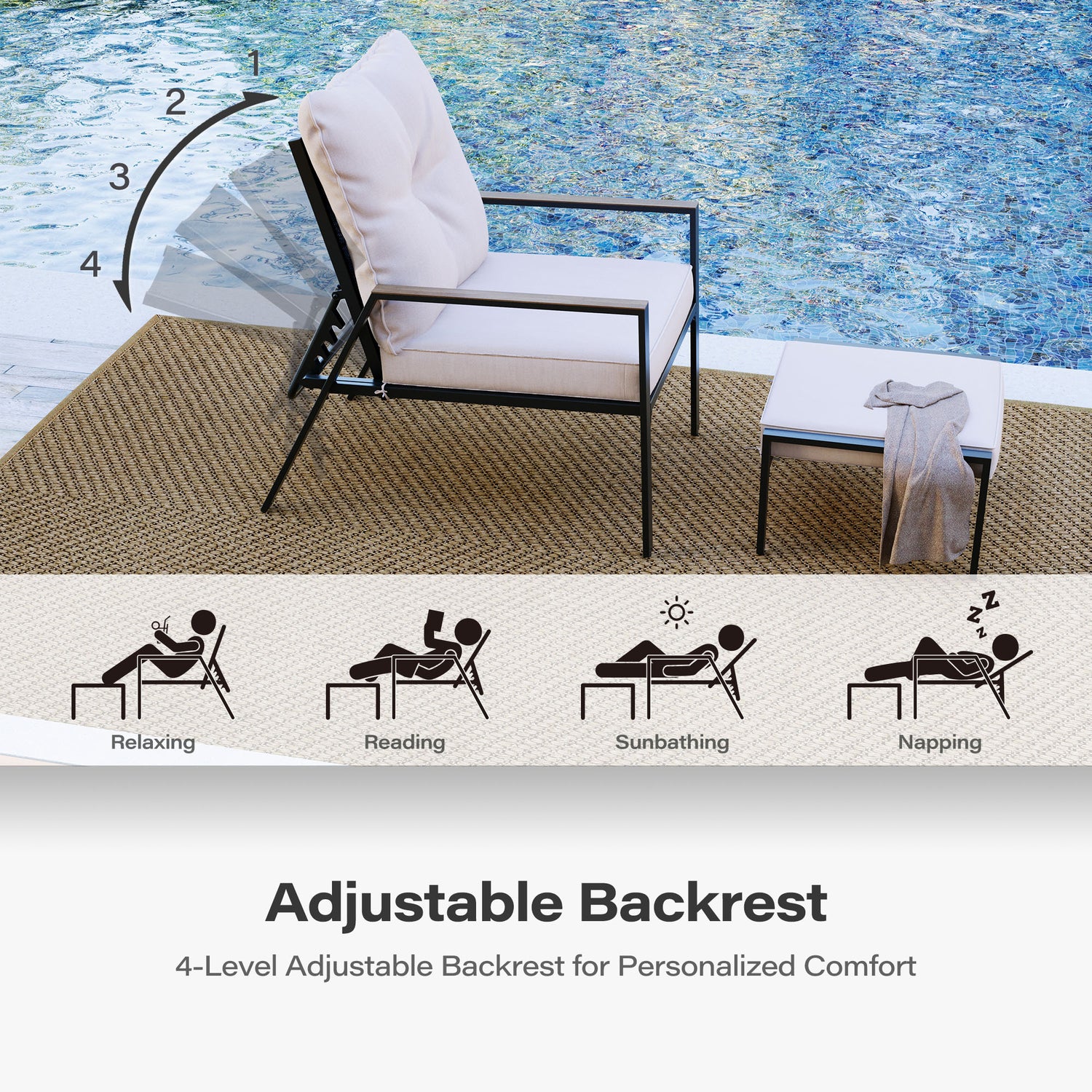5 Pieces Outdoor Adjustable  Patio Conversation Set