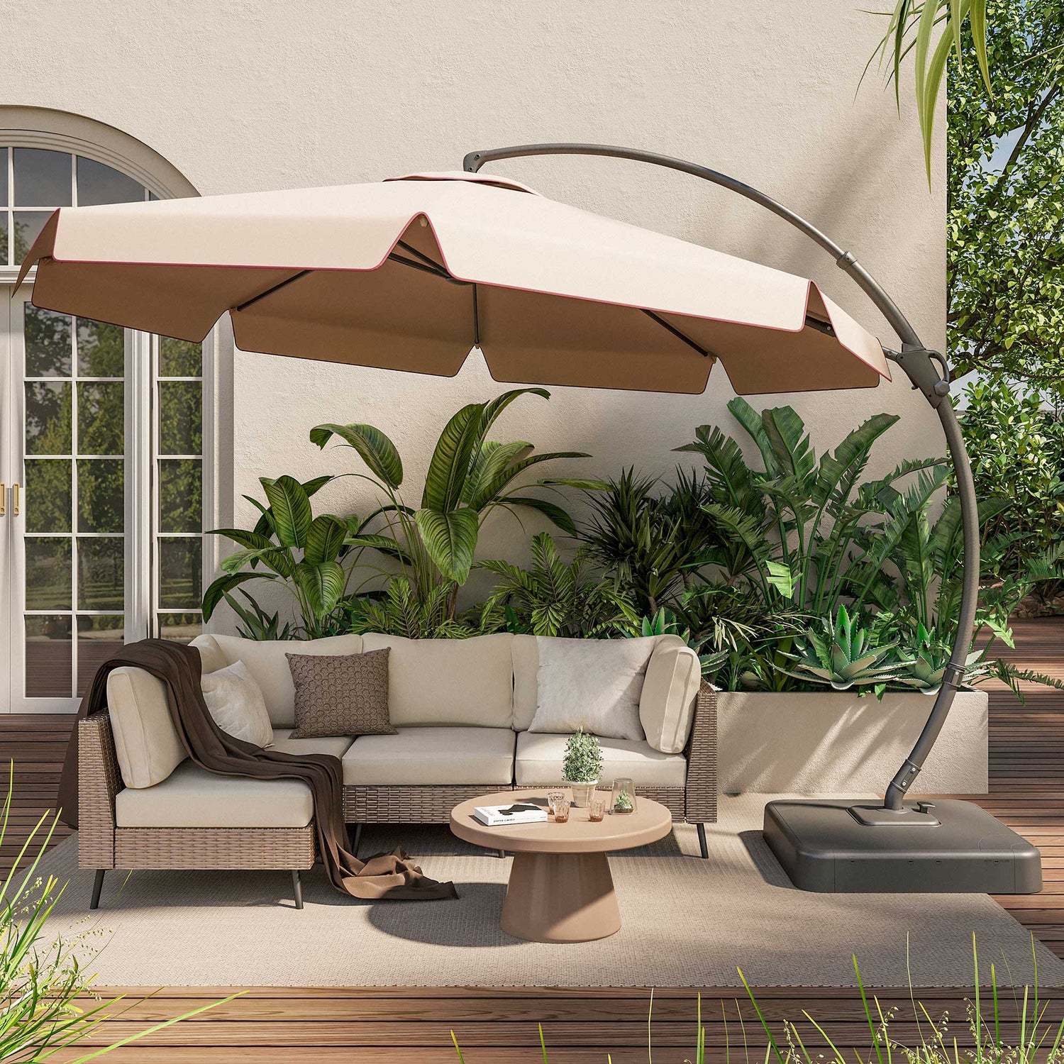 LAUSAINT HOME 11 Ft Outdoor Patio Umbrella, Deluxe Curvy Cantilever Umbrella with 360° Rotation LAUSAINT HOME 11 Ft Outdoor Patio Umbrella, Deluxe Curvy Cantilever Umbrella with 360° Rotation