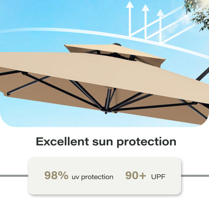 9x12FT Rectangular Large Cantilever Umbrella