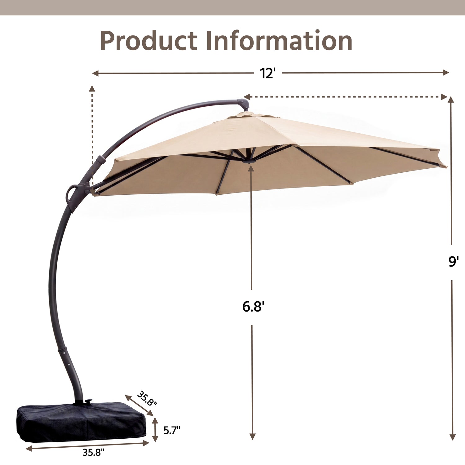 grand patio umbrella Replacement Canopy for Napoli 11FT Aruba Fade Resistant Round Aluminum Offset Hanging Umbrella SUNBRELLA FABRIC Grand Patio | Curating a
