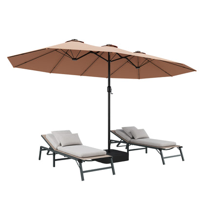 LAUSAINT HOME Large Double-Sided Rectangle Patio Umbrella with LED Light and Base, 13FT/15FT