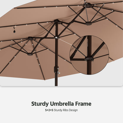 15ft Large Double-Sided Rectangle Outdoor Umbrella with Base
