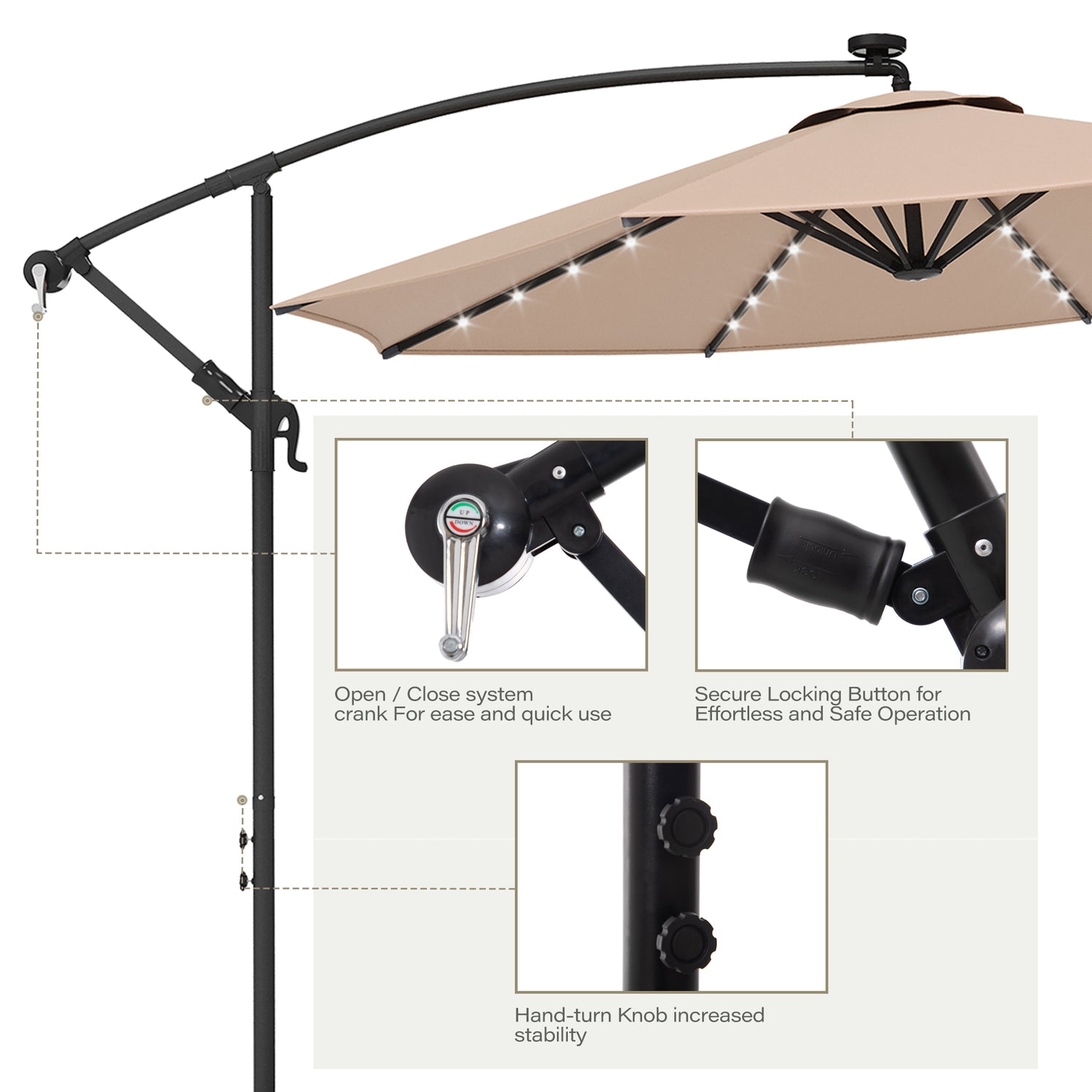 10FT Round Cantilever Patio Umbrella