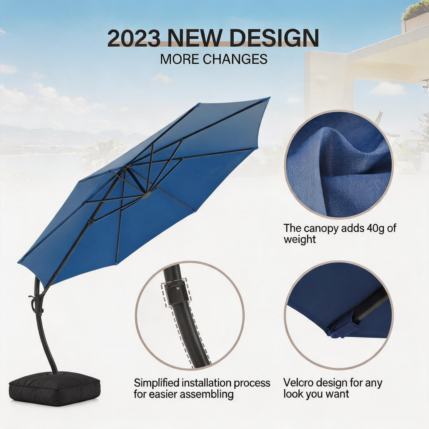 collapsible patio umbrella 9ft Market Umbrella, Scallop Trim, UV-Fade-Resistant, Crank & Ti Best Choice Products allows for customized shade positioning LAUSAINT HOME 12FT Deluxe Cantilever