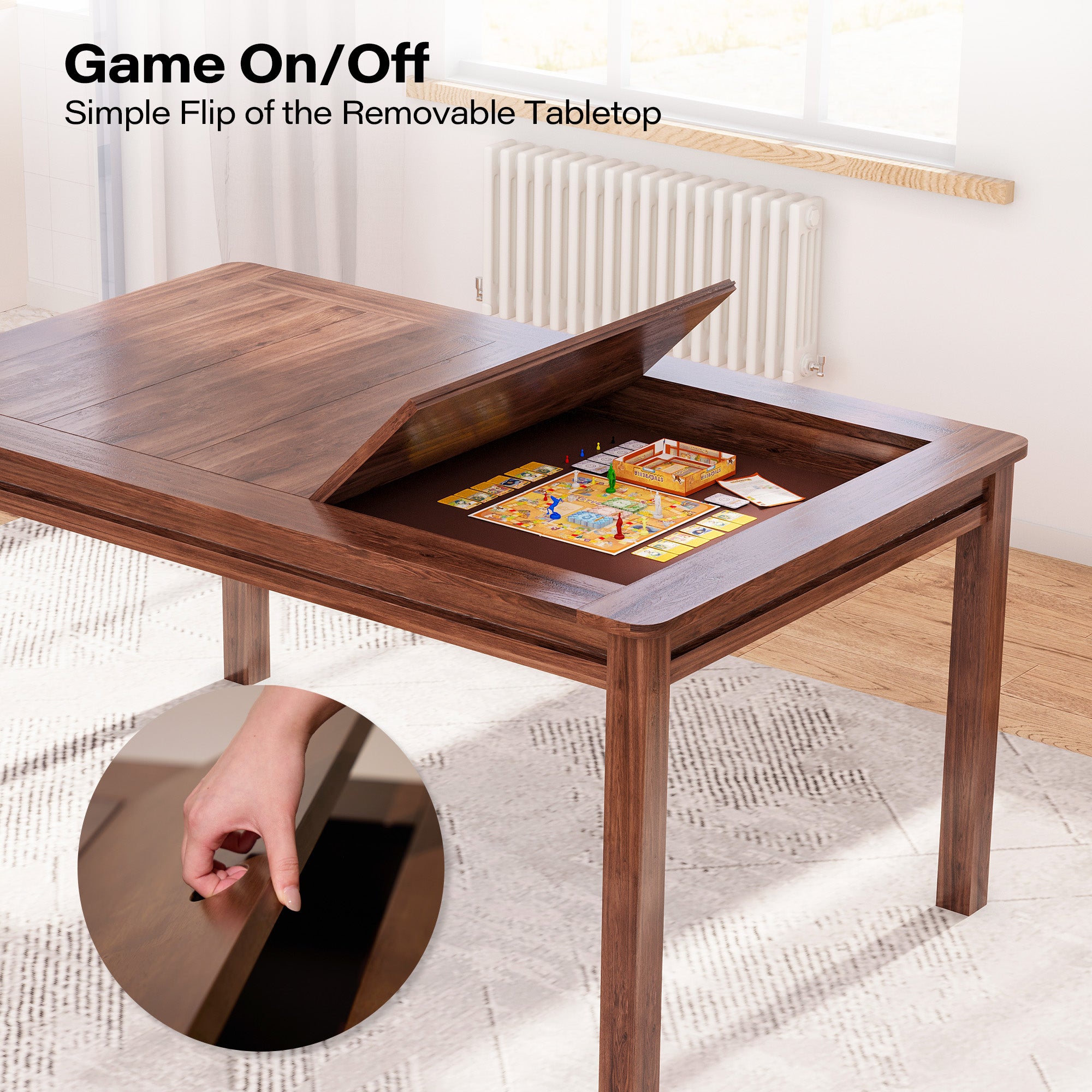 LAUSAINT HOME Board Game Table with Removable Table Top