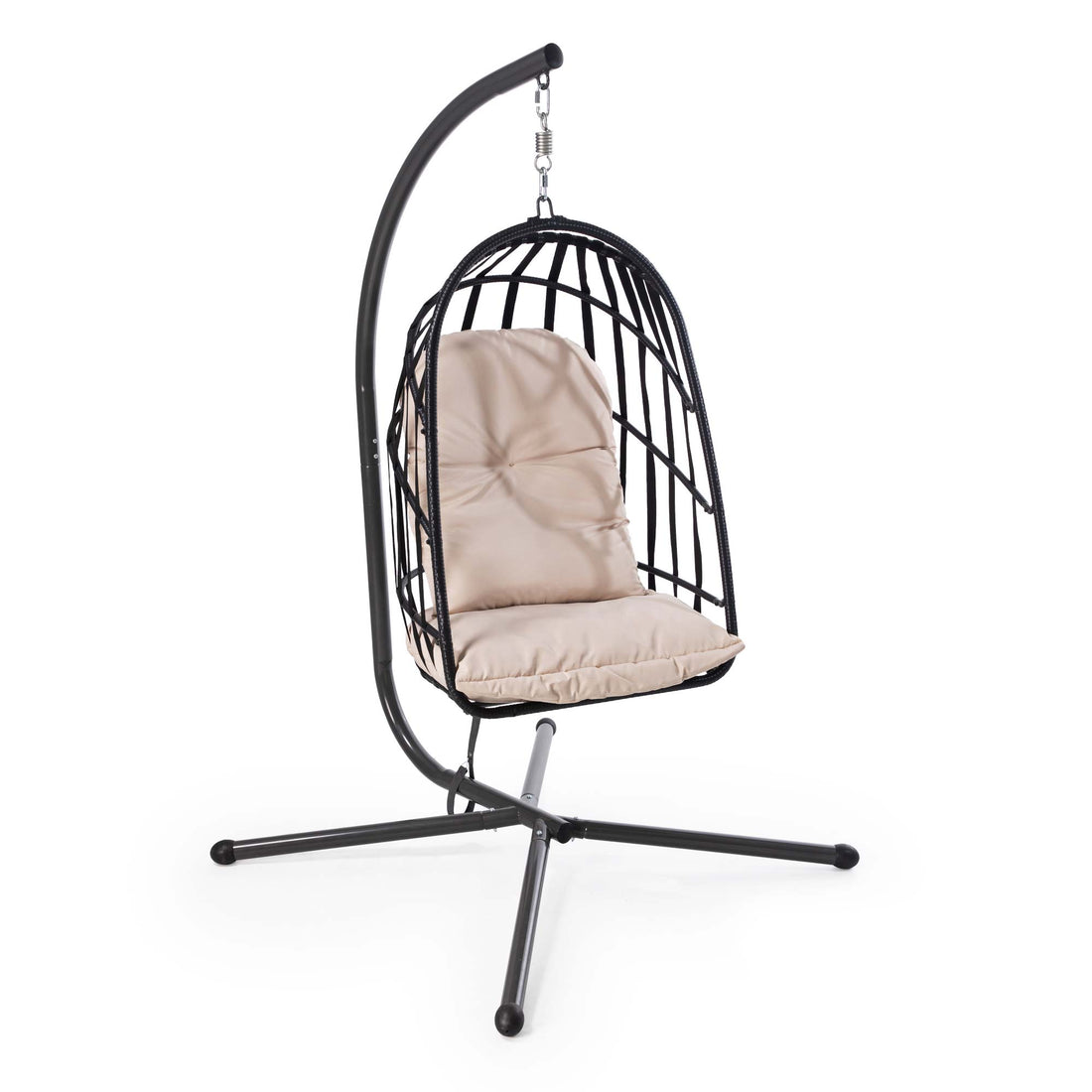 LAUSAINT HOME Outdoor Rattan Hammock Chair with Cushions and Stand