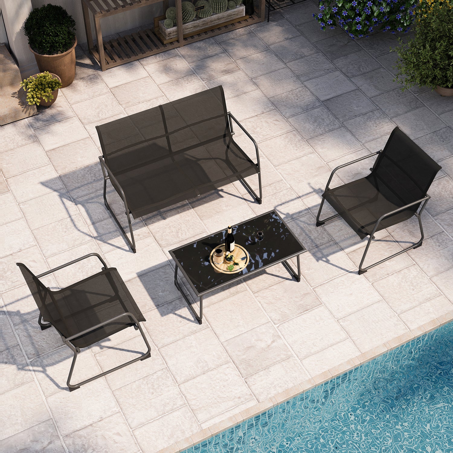 4 Pieces Oversized Textilene  Conversation Set