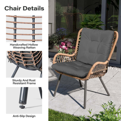 LAUSAINT HOME 3 Piece Outdoor Bistro Set with Highback