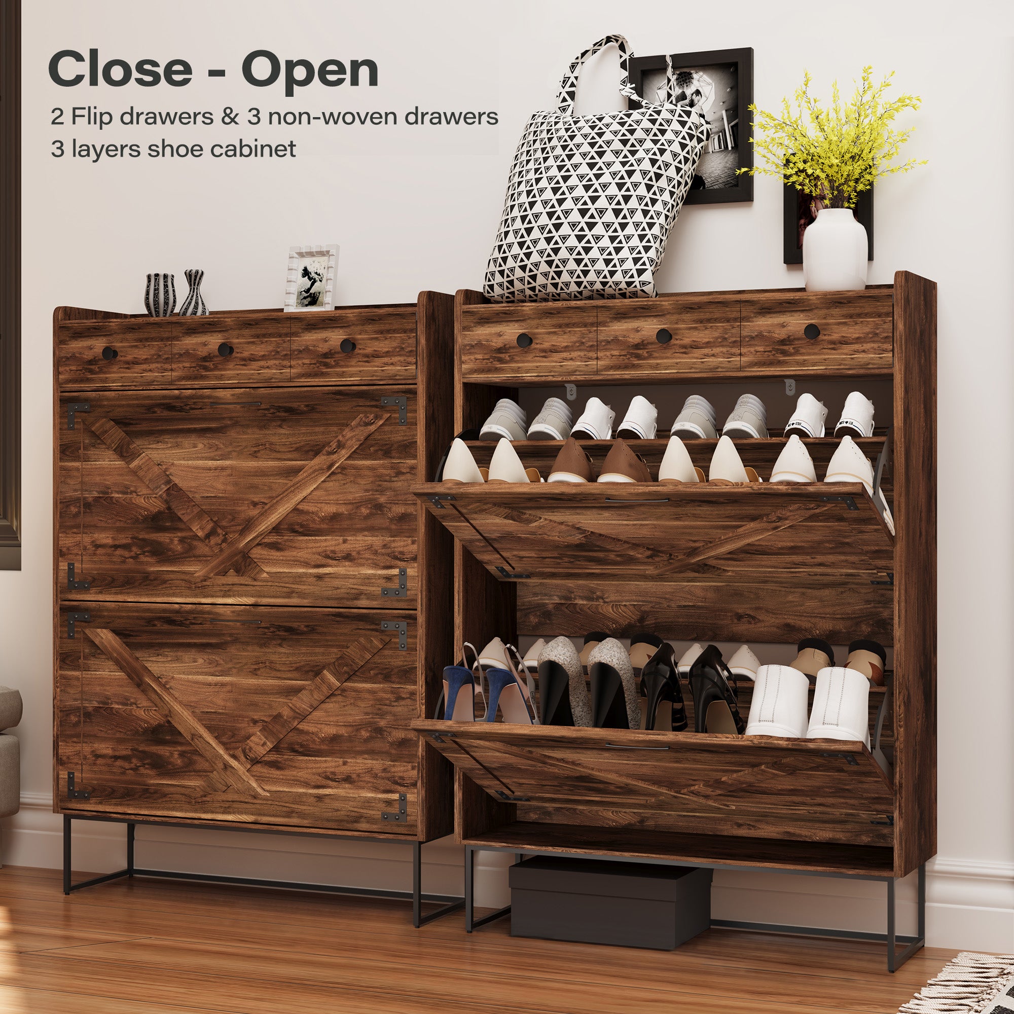 LAUSAINT HOME Shoe Storage Cabinet with Drawers