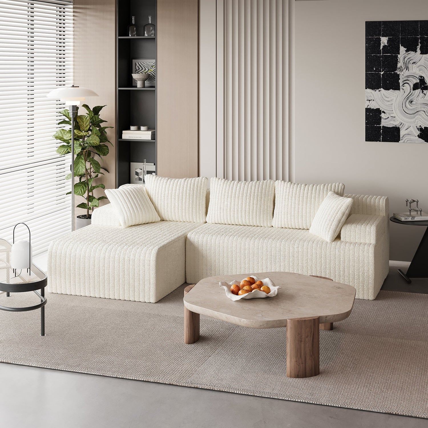 108&quot; Modular Cloud Couch Sectional, L-Shaped Boneless Sofa