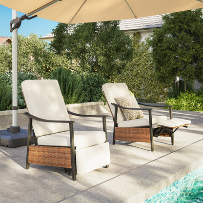 LAUSAINT HOME Outdoor Recliner Chair with Adjustable Back and Footrest