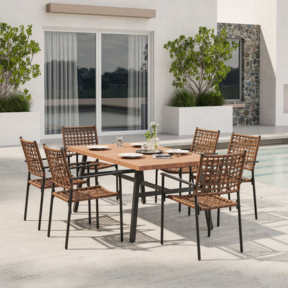 7 Pieces Outdoor Rattan Patio Dining Set