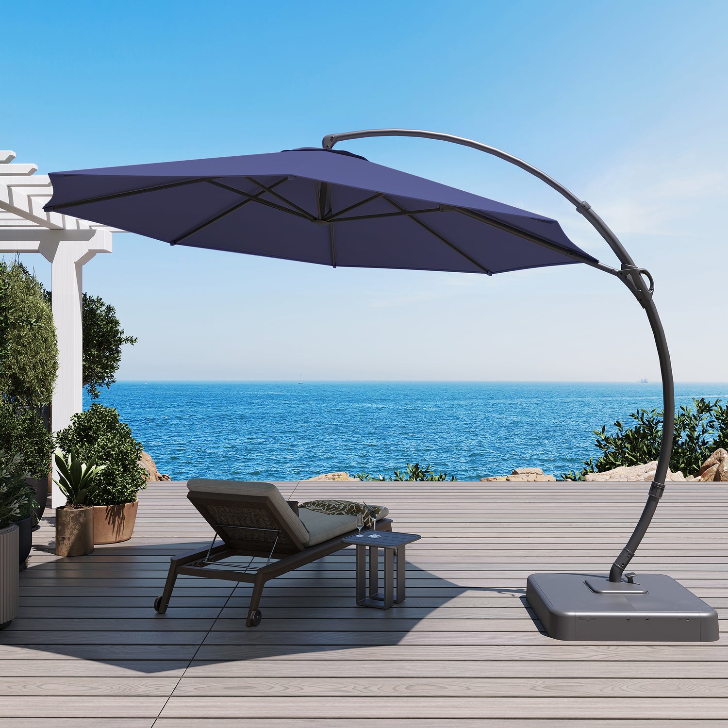 LAUSAINT HOME 12' Sunbrella Outdoor Patio Umbrella with Base Included, Cantilever Umbrella 360 Rotation for Market, Pool, Deck, Garden, Backyard LAUSAINT HOME 12' Sunbrella Outdoor Patio Umbrella with Base Included, Cantilever Umbrella 360 Rotation for Market, Pool, Deck, Garden, Backyard