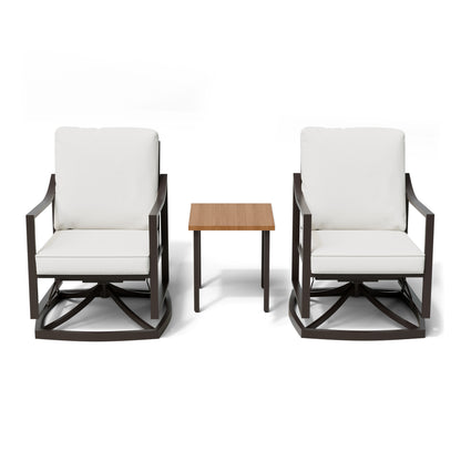 LAUSAINT HOME Outdoor Rocking Bistro Set, 3 Piece Swivel Glider Patio Conversation Set