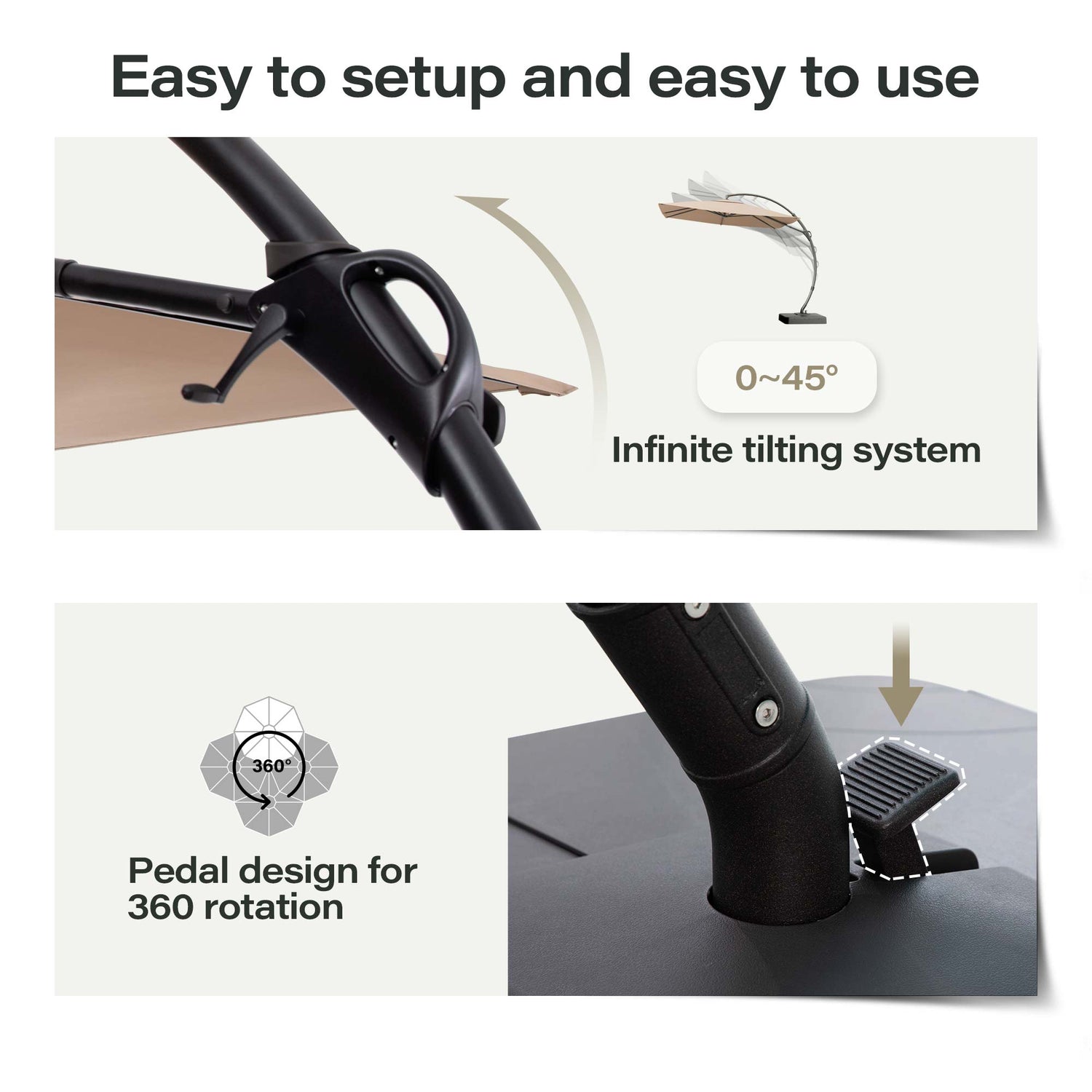 LAUSAINT HOME 10Ft Patio Umbrella with Base, Heavy Duty Offset Hanging Umbrella with 360° Rotation