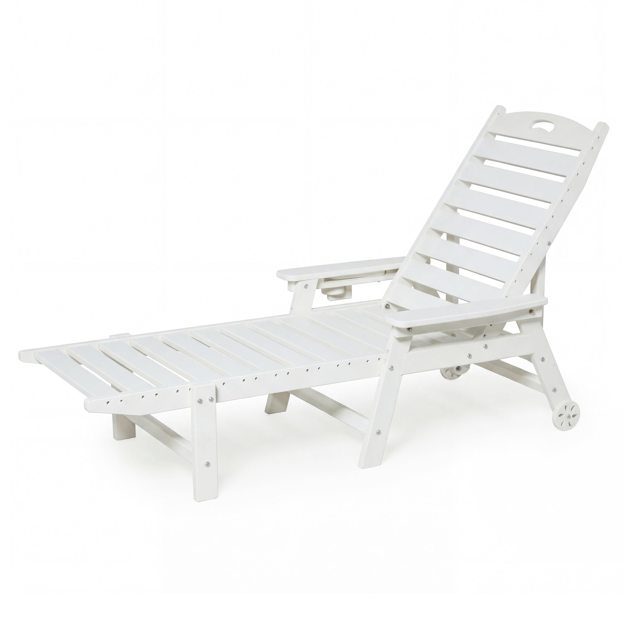 LAUSAINT HOME Outdoor Chaise Lounge Chair, 4 Positions Adjustable Pool Chair with Wheels