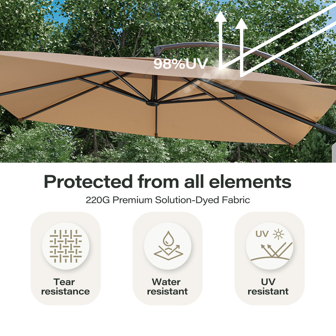LAUSAINT HOME 10Ft Patio Umbrella with Base, Heavy Duty Offset Hanging Umbrella with 360° Rotation