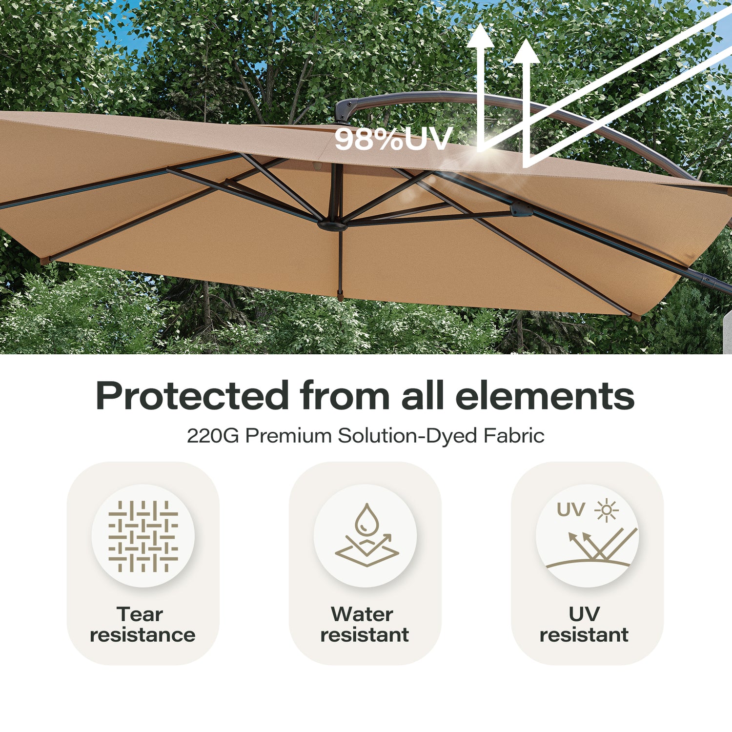 LAUSAINT HOME 10Ft Patio Umbrella with Base, Heavy Duty Offset Hanging Umbrella with 360° Rotation