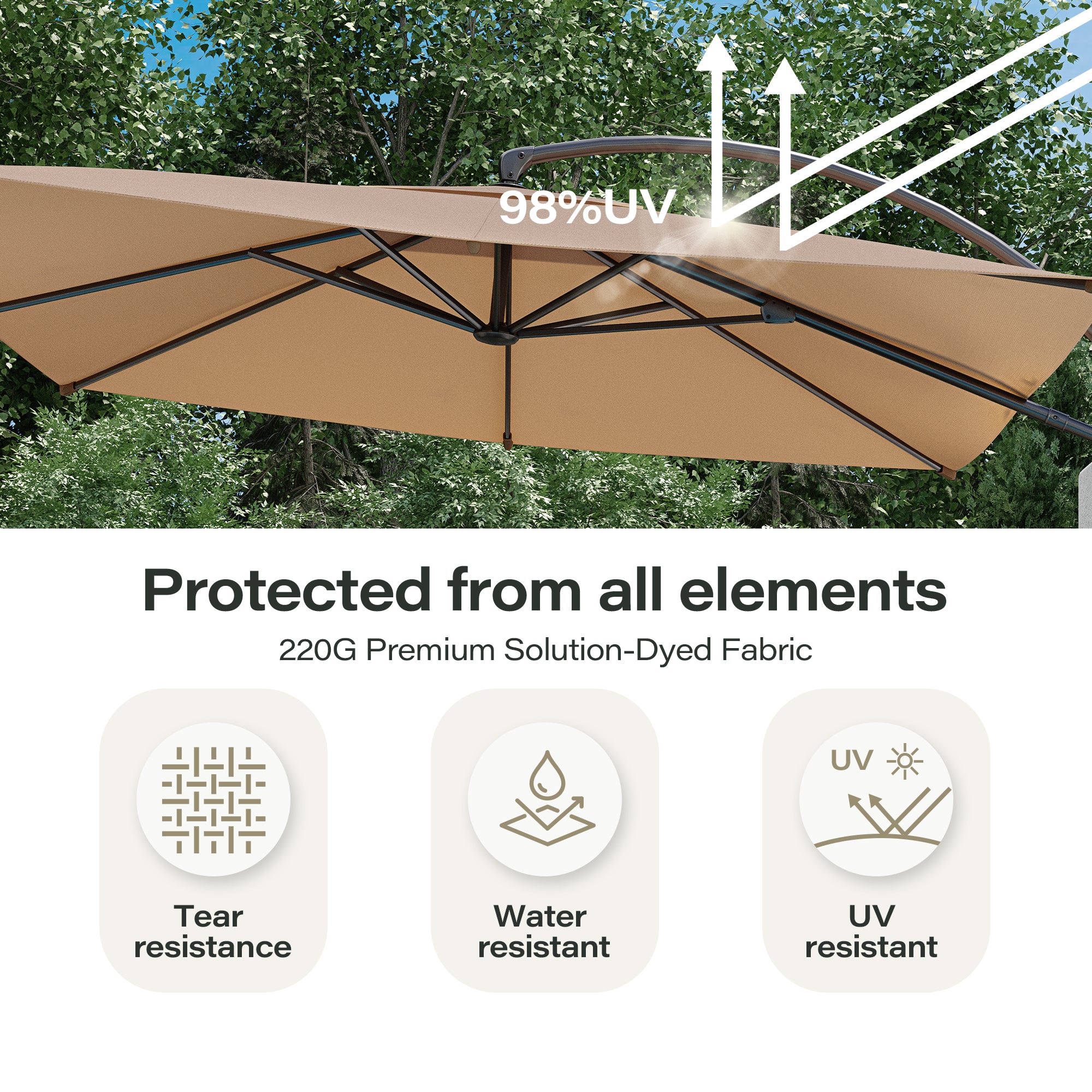LAUSAINT HOME 10Ft Patio Umbrella with Base, Heavy Duty Offset Hanging Umbrella with 360° Rotation