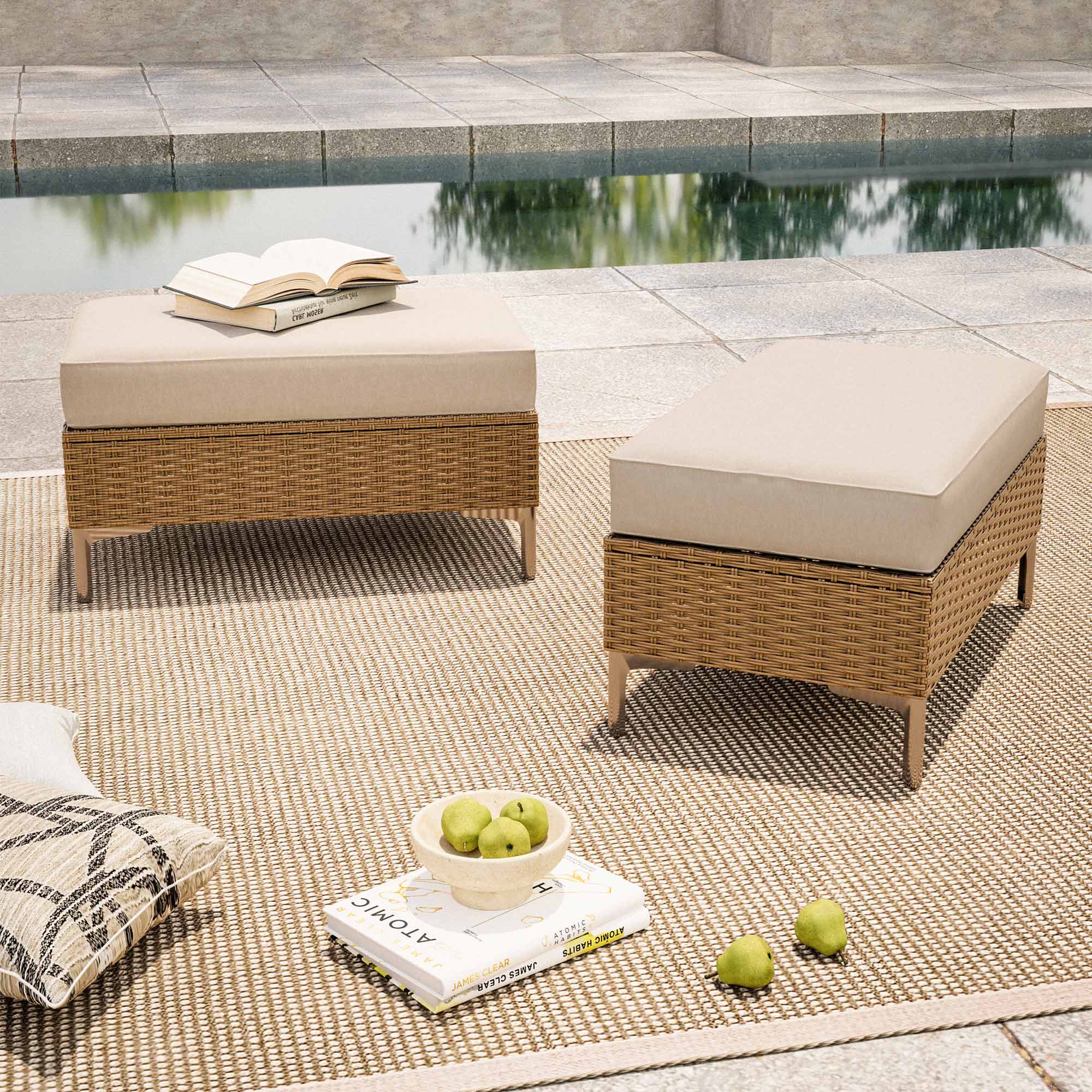 2 Pieces Patio Storage Furniture Set with Hidden Storage Compartment