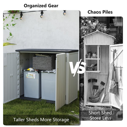 LAUSAINT HOME Vertical Storage Shed, Outdoor Storage Cabinet Resin Waterproof for Garden, Patio, Backyard