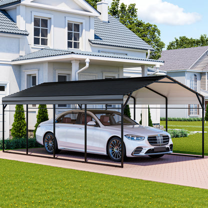 LAUSAINT HOME 12x20 FT Metal Carport Enhanced Base Heavy Duty Garage Car Shelter