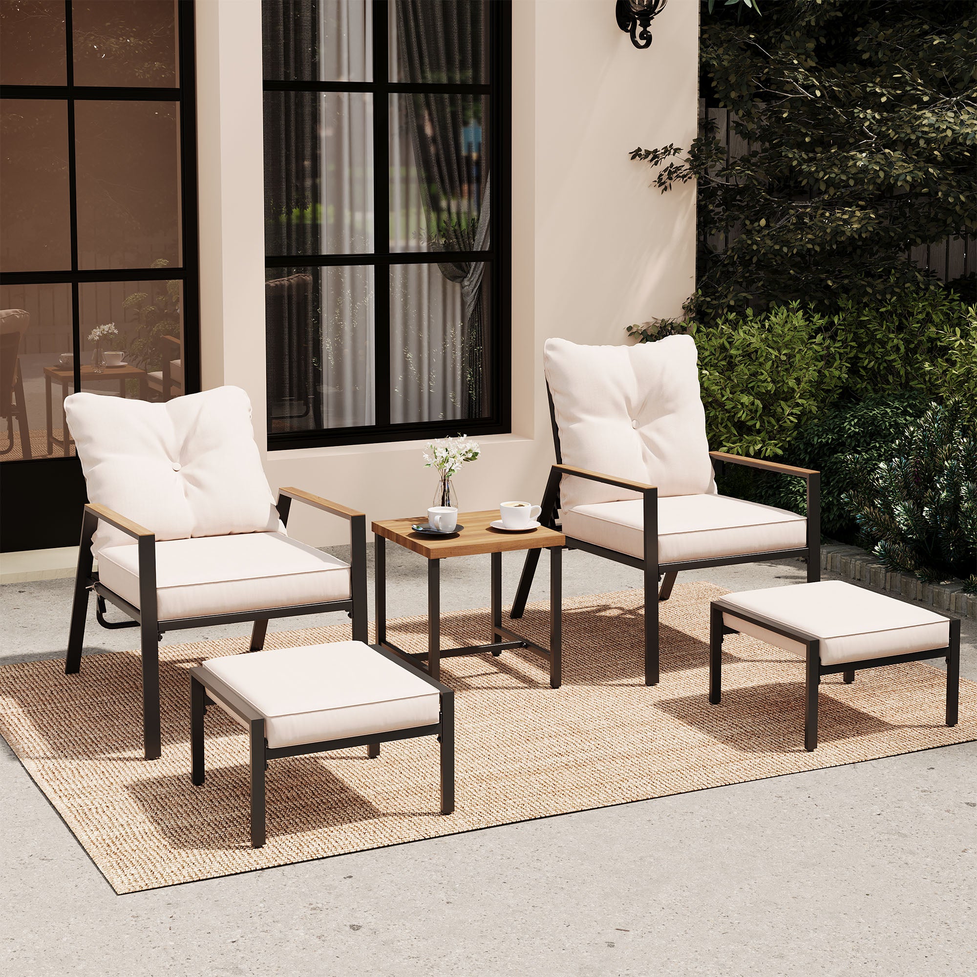 5 Pieces Outdoor Adjustable  Patio Conversation Set
