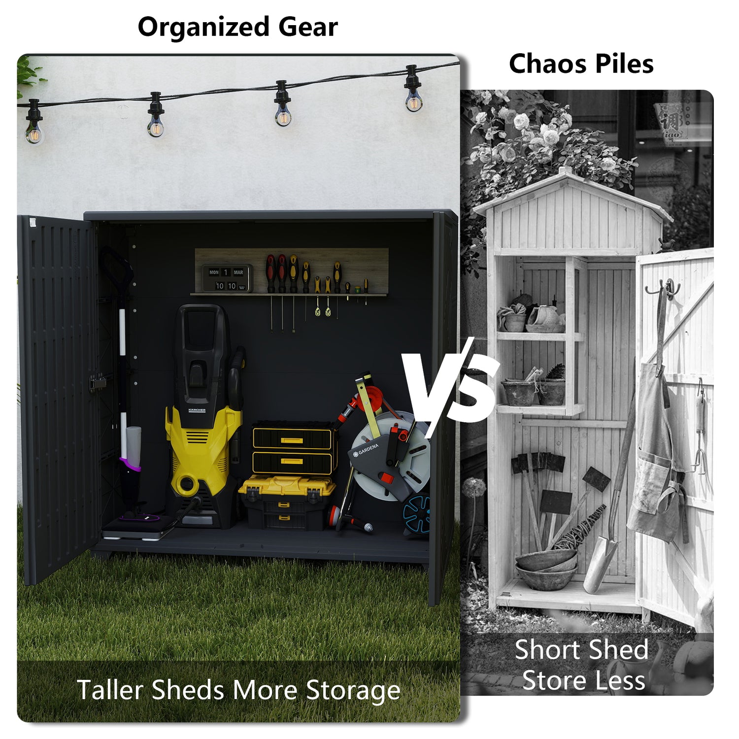 LAUSAINT HOME Decksplore Outdoor Storage Shed Weather Resistance, Horizontal Outdoor Storage Box Cabinet (No Shelves)