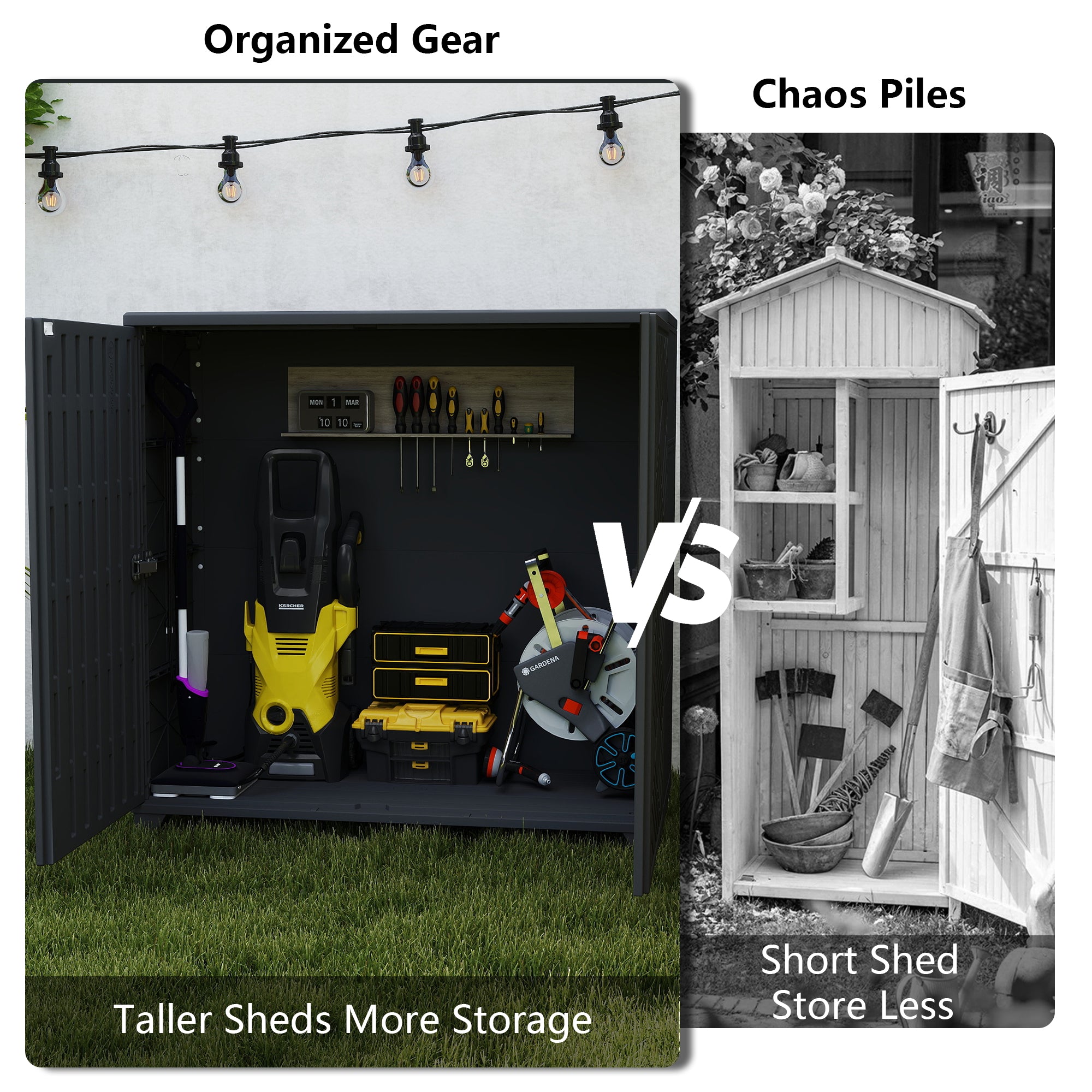 LAUSAINT HOME Decksplore Outdoor Storage Shed Weather Resistance, Horizontal Outdoor Storage Box Cabinet (No Shelves)