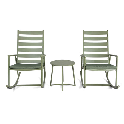 3-Piece Outdoor Rocking Bistro Set with Cushions