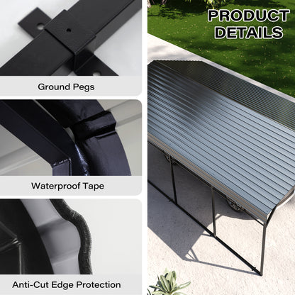 LAUSAINT HOME 12x20 FT Metal Carport Enhanced Base Heavy Duty Garage Car Shelter