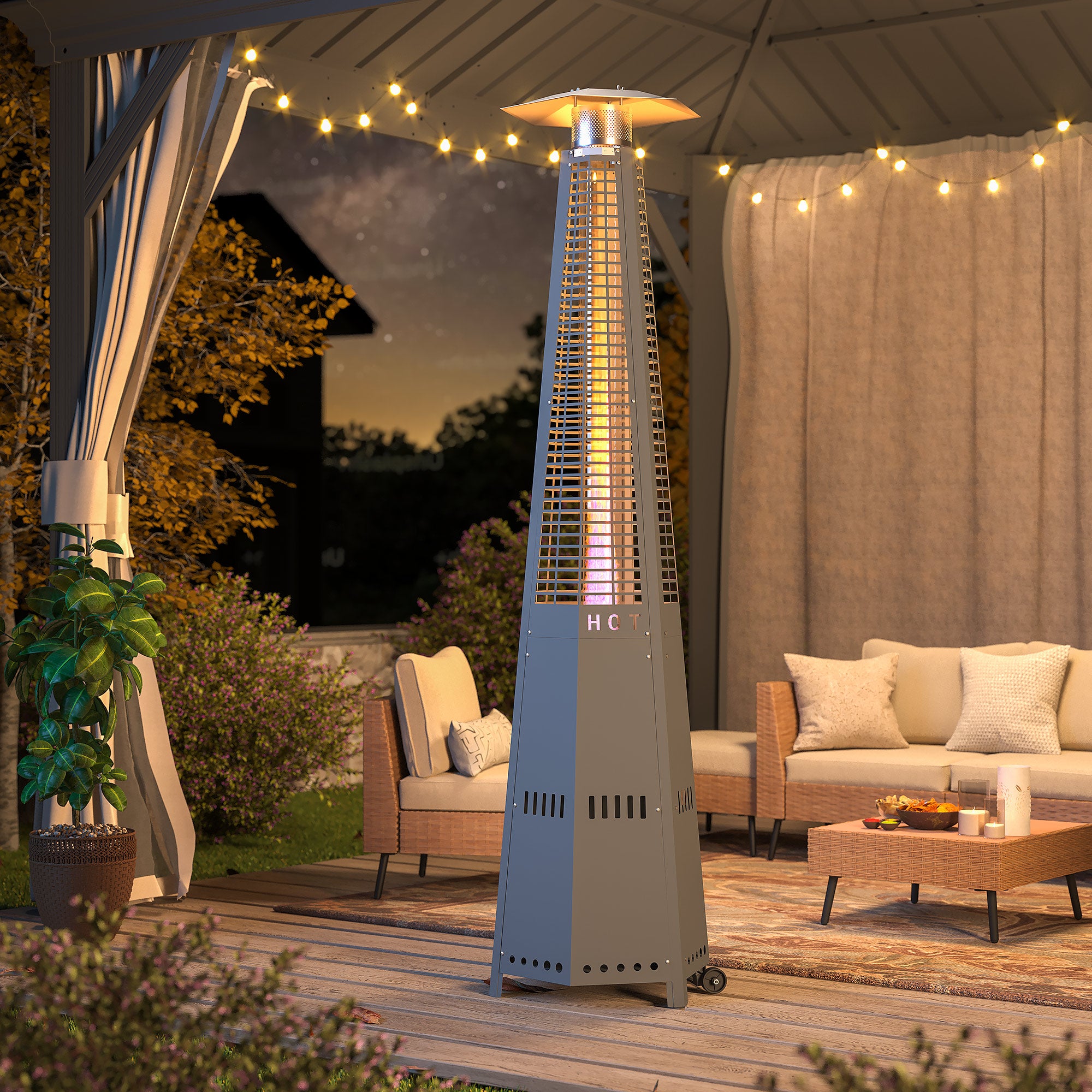 LAUSAINT HOME Pyramid Patio Heater, 48,000 BTU Outdoor Patio Heaters for Outdoor Use