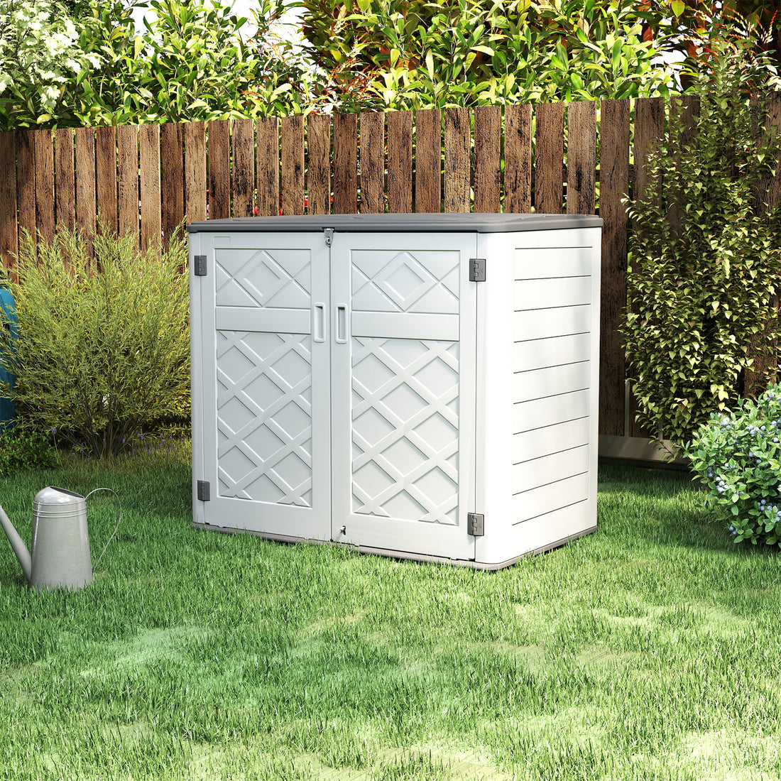 LAUSAINT HOME Decksplore Outdoor Storage Shed Weather Resistance, Horizontal Outdoor Storage Box for Garden, Patios